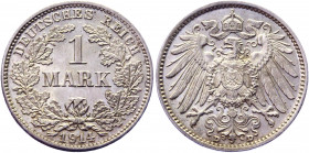 Germany - Empire 1 Mark 1914 D
KM# 14, AKS# 2, J. 17, Schön DM# 18; Silver; 5.55g; 24mm; Wilhelm II; UNC.