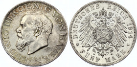 Germany - Empire Bavaria 5 Mark 1914 D Ludwig III
Jaeger# 53; Silver, Mintage 140000; AUNC; Deutsches Kaiserreich Bayern Bavaria 5 Mark 1914