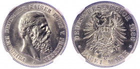 Germany - Empire Prussia 2 Mark 1888 A NNR MS63
KM# 510; J. 98; Silver; Friedrich III; Mint: Berlin; UNC