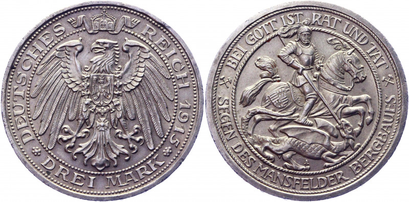 Germany - Empire Prussia 3 Mark 1915 A
KM# 539; J. 115; Silver 16.66 g.; Wilhel...