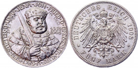 Germany - Empire Saxe-Weimar-Eisenach 5 Mark 1904 A Commemorative Issue
KM# 220; J. 161; Silver 27.77 g.; Wilhelm Ernst; 350th Anniversary of Jena Un...