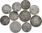 Germany - Empire Lot of 10 Coins 1887 - 1918
Silver; Various Dates, Denominations & Litteras