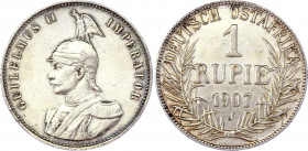 German East Africa 1 Rupie 1907 J
KM# 10; Silver; Wilhelm II; Mint: Hamburg; XF-AUNC
