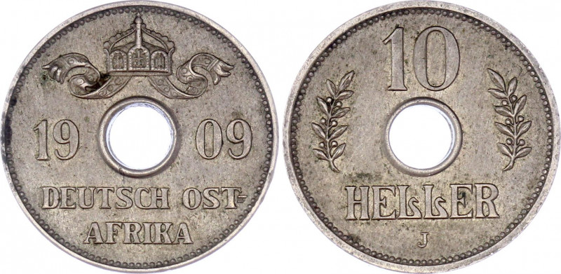 German East Africa 10 Heller 1909 J
KM# 12; Copper-Nickel; Wilhelm II; Mint: Ha...