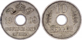 German East Africa 10 Heller 1909 J
KM# 12; Copper-Nickel; Wilhelm II; Mint: Hamburg; XF-AUNC