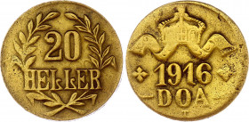 German East Africa 20 Heller 1916 T
KM# 15a; Brass; Wilhelm II; Tabora emergency issue; VF