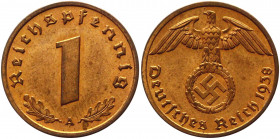 Germany - Third Reich 1 Reichspfennig 1938 A
KM# 89; Bronze 2.02 g.; AUNC