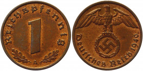 Germany - Third Reich 1 Reichspfennig 1940 A
KM# 89; Bronze 2.02 g.; AUNC