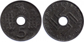 Germany - Third Reich 5 Reichspfennig 1940 D
KM# 98; Zinc 2,52g.; XF-AUNC