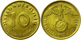 Germany - Third Reich 10 Reichspfennig 1937 A
KM# 92; Aluminum-Bronze 4.02 g.; AUNC