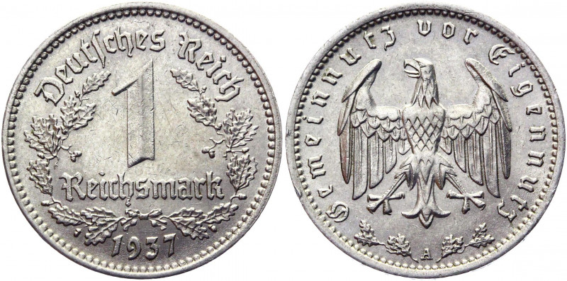 Germany - Third Reich 1 Reichsmark 1937 A
KM# 78; Nickel 4.85 g.; AUNC