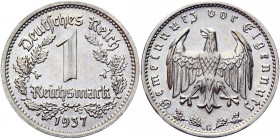 Germany - Third Reich 1 Reichsmark 1937 G
KM# 78; Nickel 4.73 g.; UNC