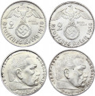 Germany - Third Reich 2 Reichsmark 1938 B, E
KM# 93; Silver; Paul von Hindenburg; XF+/AUNC with mint luster