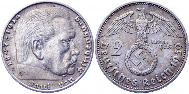 Germany - Third Reich 2 Reichsmark 1939 E Key Date
KM# 93; Silver; 8.07g; Swast...