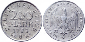 Germany - Weimar Republic 200 Mark 1923 G
KM# 35; Aluminum 1.00 g.; AUNC