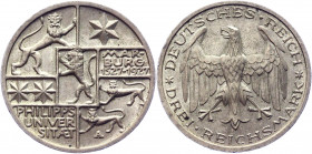 Germany - Weimar Republic 3 Reichsmark 1927 A
KM# 53; Silver 14.90 g.; 400th Anniversary - Philipps University in Marburg; Mint: Berlin; AUNC