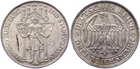 Germany - Weimar Republic 3 Reichsmark 1929 E
KM# 65; Silver 14,98g.; 1000th Anniversary - Meissen; VF-XF