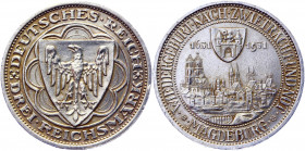 Germany - Weimar Republic 3 Reichsmark 1931 A
KM# 72; Silver 15.06 g.; 300th Anniversary - Magdeburg Rebuilding; Mint: Berlin; AUNC
