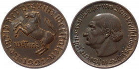 Germany - Weimar Republic Westphalia 10 Mark 1921
J. 13; Bronze 20.30 g.; Westfalen; Notgeld; AUNC