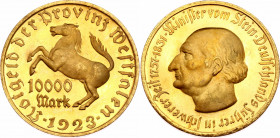 Germany - Weimar Republic Westphalia 10000 Mark 1923
J# N20a; Freiherr vom Stein; UNC
