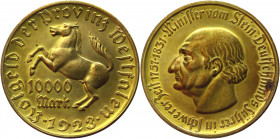 Germany - Weimar Republic Westphalia 10000 Mark 1923
J. 20a, Funck# 645.7A; Bronze 30.65 g.; Westfalen; Notgeld; AUNC
