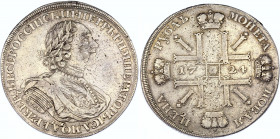 Russia 1 Rouble 1724 СПБ "Sunny Rouble" R1
Bit# 1309 R1; Silver, XF. Rare coin.