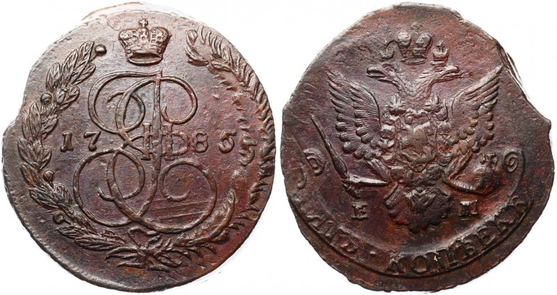 Russia 5 Kopeks 1785 EM Two Errors
Bit# 636; Сopper; Clipped & Doubled Die Erro...