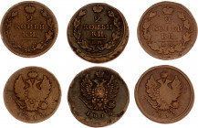 Russia 3 x 2 Kopeks 1812 - 1818
Copper; F-VF