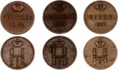 Russia 3 x Denezhka 1851 - 1852 EM
Copper; VF