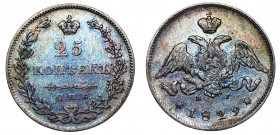 Russia 25 Kopeks 1829 СПБ НГ
Bit# 128; Silver 5.19g; 3 Roubls by Ilyin
