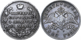 Russia 1 Rouble 1829 СПБ НГ
Bit# 107; Silver 20.39 g.; XF