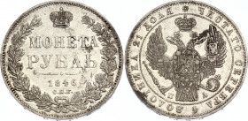Russia 1 Rouble 1846 СПБ ПА
Bit# 208; Silver 20.50 g.; XF+