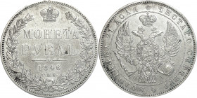 Russia 1 Rouble 1846 СПБ ПА
Bit# 208; Silver 20.71 g.; XF-AUNC