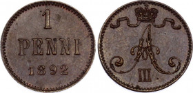 Russia - Finland 1 Penni 1892
Bit# 255; Copper; AUNC