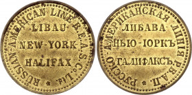 Russia Token of Russian-American Shipping Line Libau - New York - Halifax, R.E.A.S. What. Ltd. 1900
Brass, UNC.