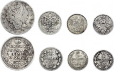 Russia Lot of 4 Silver Coins 1819 - 1916
2 x 10, 15 Kopeks & Poltina 1819 - 1916; Silver