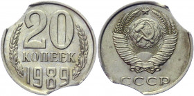 Russia - USSR 20 Kopeks 1989 Error Double Clipped
Y# 132; Copper-Nickel-Zinc; AUNC