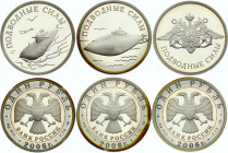 Russia Full Set of 3 Coins 1 Rouble 2006 "Submarine Forces of the Navy"
Silver Proof; The Armed Forces of the Russian Federation; Various Motives