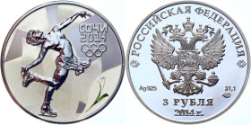 Russian Federation 3 Roubles 2014 СПМД
Y# 1295; Silver 31,10g.; Winter Olympics, Sochi - Figure Skating; Proof