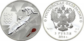 Russian Federation 3 Roubles 2014
Y# 1491; Silver (0.925), 33.94 g. 39 mm.; Proof with colour; extra quality; Winter Olympics in Sochi, Two-men bobsl...