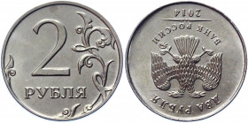 Russian Federation 2 Roubles 2014 ММД Coaxiality 180 Degrees
Y# 834a; Nickel Plated Steel 5.05 g.; UNC