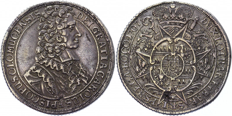 Austrian States Olmutz 1 Taler 1707
KM# 150; Dav. 2264; Silver 28.06g.; Karl II...