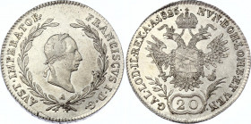 Austria 20 Kreuzer 1825 A
KM# 2144; Silver; Franz I; UNC