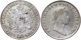 Austria 20 Kreuzer 1835 E
KM# 2147; Silver 6,24g.; Franz II ; XF
