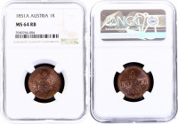Austria 1 Kreuzer 1851 A NGC MS 64 BN
KM# 2185; With full mint luster