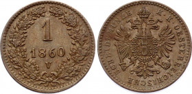 Austria 1 Kreuzer 1860 V
KM# 2186; Franz Joseph I; AUNC with minor scratches