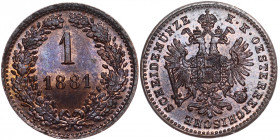 Austria 1 Kreuzer 1881
KM# 2186; Copper; Mint Luster; UNC