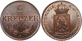 Austria 2 Kreuzer 1848 A
KM# 2188; Copper; Mint Luster; UNC