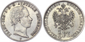 Austria 1/4 Florin 1862 V
KM# 2214; Silver 5.25 g.; Franz Joseph I; XF