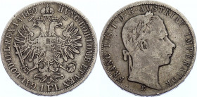 Austria 1 Florin 1859 E R!
KM# 2219; Silver; Franz Joseph I; VF
